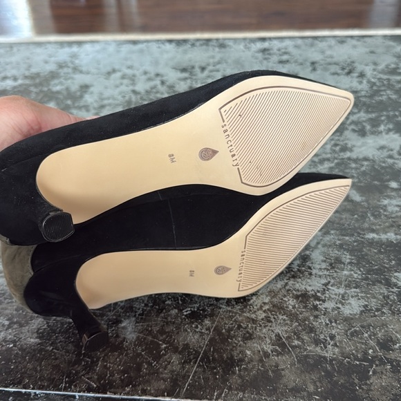 Sanctuary Black/Green/Tan Colorblock Suede Heels Size 8 - Picture 5 of 6